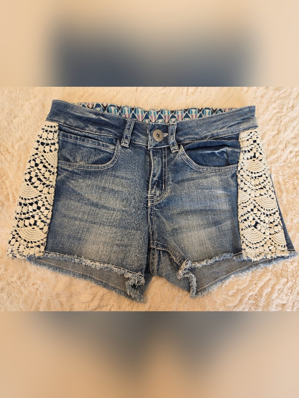 Warehouse One Lace Detail Denim Shorts Size 0